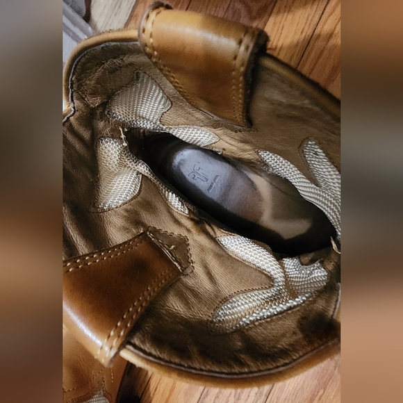 FRYE Lt Brown/Off-white Mesh Insets Faye Short Boots Women's Size 10 - Picture 13 of 14